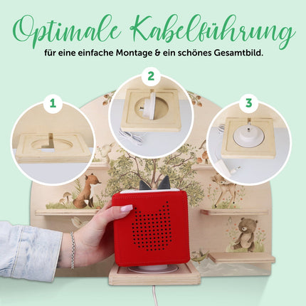 SEO. Toniebox Regal für Kinderzimmer - Waldtiere - Personalisiert mit Namen - Linkreich