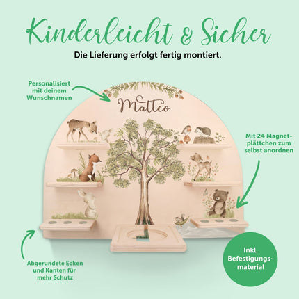 SEO. Toniebox Regal für Kinderzimmer - Waldtiere - Personalisiert mit Namen - Linkreich