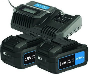 TOOLS Akku - Set 2× 18 V / 5,0 Ah + Ladegerät AL – Schnelllade - Set mit Ladestandsanzeige, 45 Min Ladezeit, kompatibel mit CONEL Akku - Geräten (Akku - Set) kaufen bei Linkreich – Jetzt entdecken!