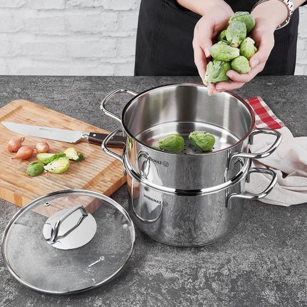 Korkmaz Perla Dampfgarer-Set 20 cm – Buharlı Tencere Seti, Edelstahl 18/10