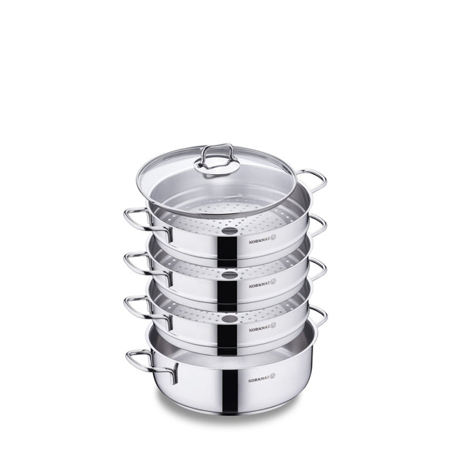 Topfset Edelstahl Korkmaz Perla 28 Cm 2 Teilig Induktion Poliertes Edelstahl