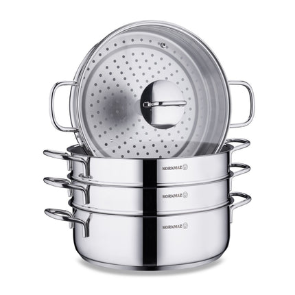 Topfset Edelstahl Korkmaz Perla 28 Cm 2 Teilig Induktion Poliertes Edelstahl