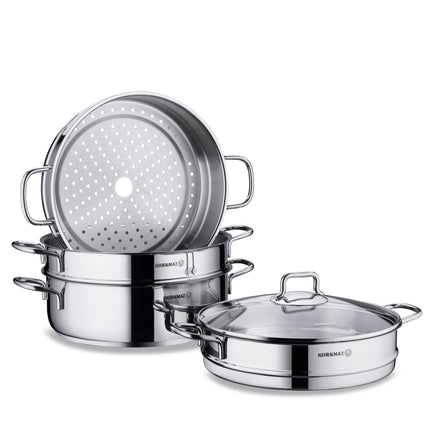 Topfset Edelstahl Korkmaz Perla 28 Cm 2 Teilig Induktion Poliertes Edelstahl