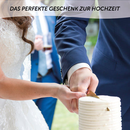 SEO. Tortenbesteck im Set - Herzen - Mit persönlicher Gravur als Geschenk zur Hochzeit - Gold Linkreich