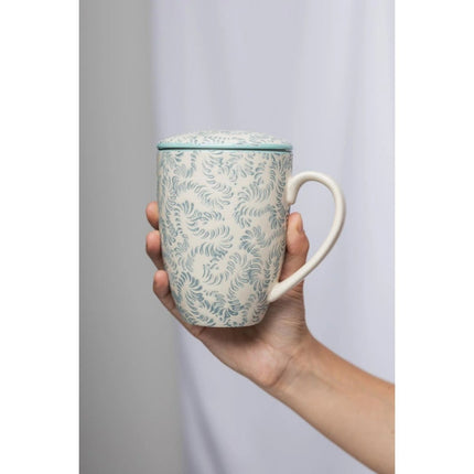 SEO. TRANQUILLO Tasse mit Teesieb RUSTIC blau 400ml - Linkreich