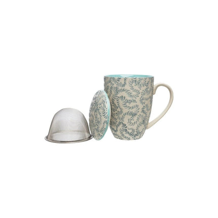 SEO. TRANQUILLO Tasse mit Teesieb RUSTIC blau 400ml - Linkreich