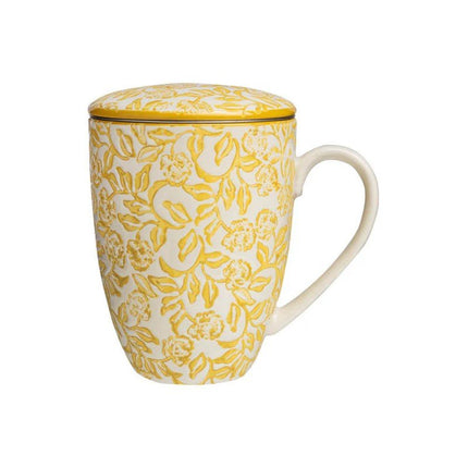 SEO. TRANQUILLO Tasse mit Teesieb RUSTIC gelb 400ml - Linkreich