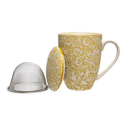 SEO. TRANQUILLO Tasse mit Teesieb RUSTIC gelb 400ml - Linkreich