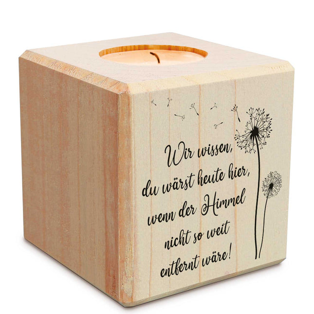 SEO. Trauerlicht - Teelichthalter mit Gravur aus Holz - Grabschmuck - Motiv 1 Linkreich