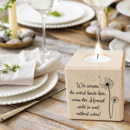 SEO. Trauerlicht - Teelichthalter mit Gravur aus Holz - Grabschmuck - Motiv 1 Linkreich