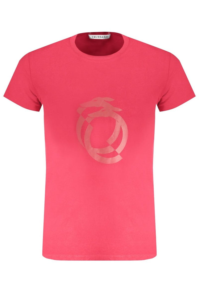 SEO. TRUSSARDI Herren T-Shirt Kurzarm Rot – Logo - Aufdruck für Frühjahr/Sommer - Rot Linkreich