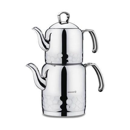Korkmaz Erna Çaydanlık Teekannen-Set 1,2 / 2,2 l – Edelstahl 18/10, Inox