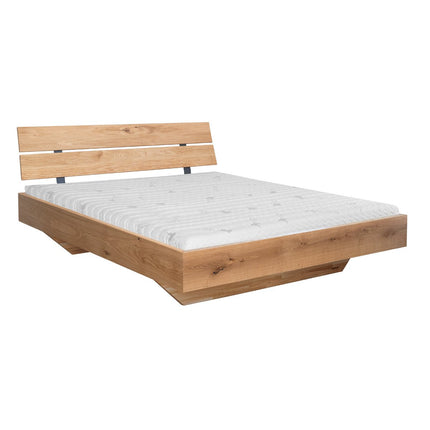 SEO. Turin Massivholz Eichenbett 140 - 180cm mit Holzbeinen und doppelter Rückenlehne - 140 x 200 cm Linkreich