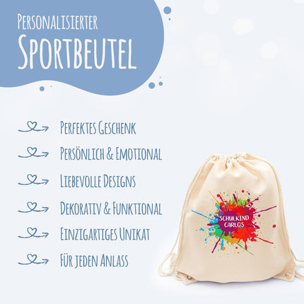 SEO. Turnbeutel für Kinder - Colorsplash - zur Einschulung - Linkreich