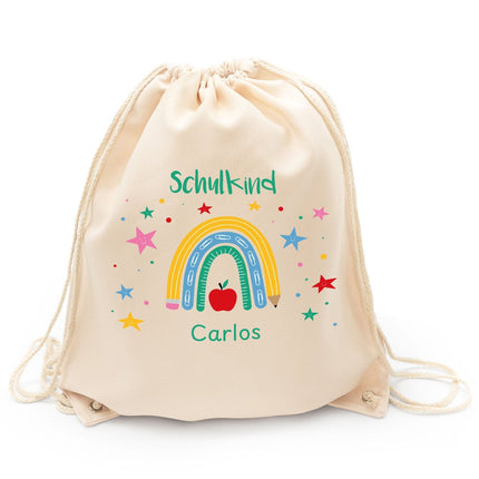 SEO. Turnbeutel für Kinder - Regenbogen Schulkind - zur Einschulung - Linkreich