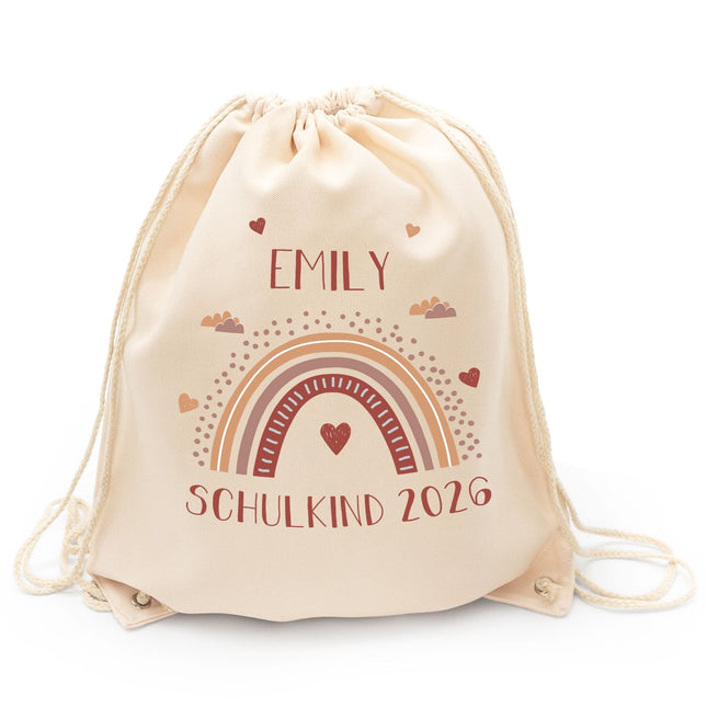 SEO. Turnbeutel für Kinder - Regenbogen - zur Einschulung - Rot Linkreich
