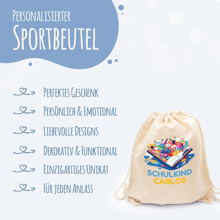 SEO. Turnbeutel für Kinder - Schulkind Buch - zur Einschulung - Linkreich