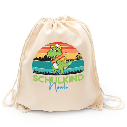SEO. Turnbeutel für Kinder - Schulkind Dino - zur Einschulung - Linkreich