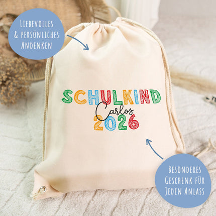 SEO. Turnbeutel für Kinder - Schulkind Kreide - zur Einschulung - Intensiv Linkreich