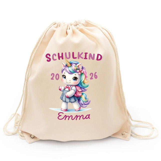 SEO. Turnbeutel für Kinder - Schulkind Tiere - zur Einschulung - Einhorn Linkreich