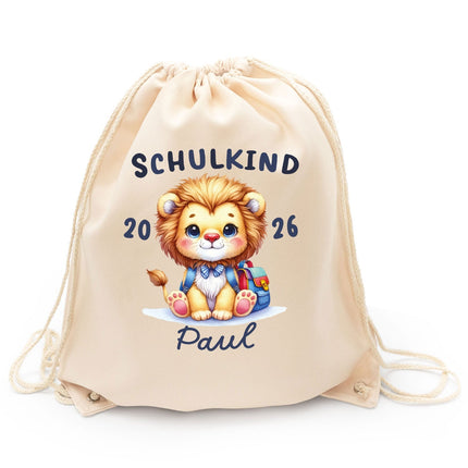 SEO. Turnbeutel für Kinder - Schulkind Tiere - zur Einschulung - Löwe Linkreich