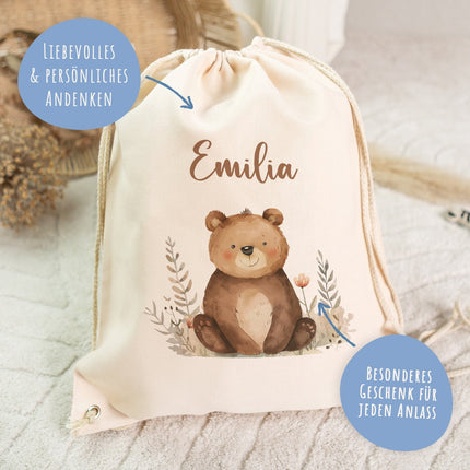 SEO. Turnbeutel mit Kindermotiv - Waldtier - für Kinder - Linkreich
