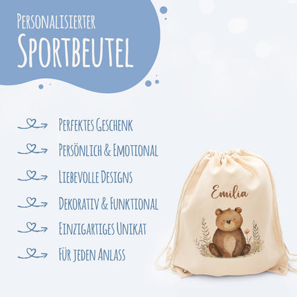 SEO. Turnbeutel mit Kindermotiv - Waldtier - für Kinder - Linkreich