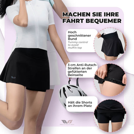 TVI Damen 2 in 1 Fahrradrock Kurze Gepolstert Radlerhose mit Tasche (Fahrradhose) kaufen bei Linkreich – Jetzt entdecken!