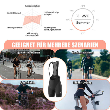 TVI Damen Trägerhose Fahrradhose Gepolstert Schnell Trocknende (Fahrradhose) kaufen bei Linkreich – Jetzt entdecken!