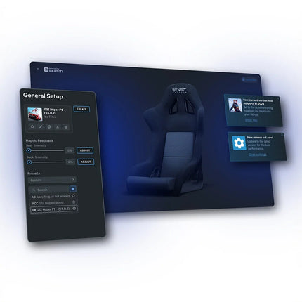 MTC-S1 SimRacing Seat with integrated MTC-P Extreme 2 Seat Haptics