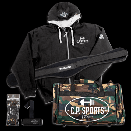 SEO. Ultimatives Fitnessbundle: Hoodie, Trainingstasche, Gewichthebergürtel, Zughilfen - XS Linkreich