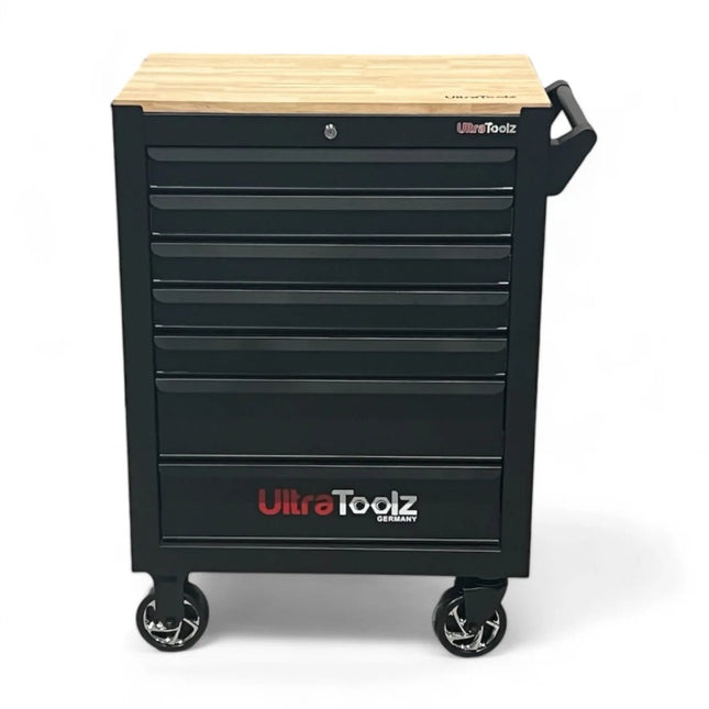 ULTRATOOLZ Profi Werkstattwagen 8/8 – 300+ Teile Chrom - Vanadium Werkzeug | 7 Schubladen + Seitenfach | Schwarz/Grün | mit Drehmomentschlüssel & Kolbenrücksteller (Profi - Werkzeugwagen) kaufen bei Linkreich – Jetzt entdecken!