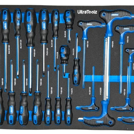 UltraToolz Werkstattwagen 7 Schubladen 110 kg – inkl. Akku - Set (4 Maschinen), Drehmomentschlüssel & Chrom - Vanadium - Werkzeug (Profi - Werkzeugwagen) kaufen bei Linkreich – Jetzt entdecken!