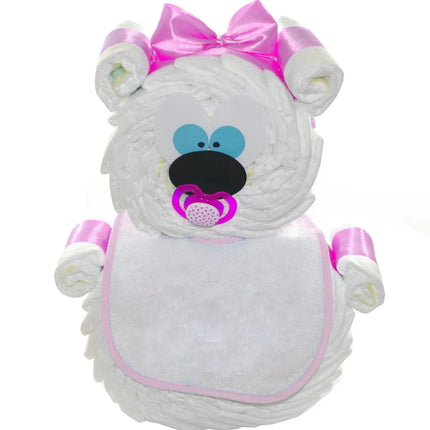Windeltorte Windelbär rosa mit Lätzchen