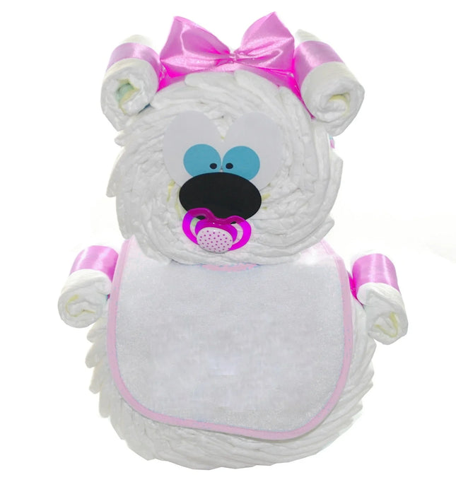 Windeltorte Windelbär rosa mit Lätzchen