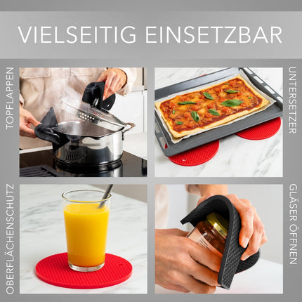 Untersetzer aus Silikon Topfuntersetzer Pfannenuntersetzer Topflappen rund & eckig Rot - 4er Set (Topfuntersetzer) kaufen bei Linkreich – Jetzt entdecken!
