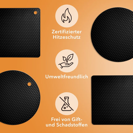 Untersetzer aus Silikon Topfuntersetzer Pfannenuntersetzer Topflappen rund & eckig Schwarz - 4er Set (Topfuntersetzer) kaufen bei Linkreich – Jetzt entdecken!
