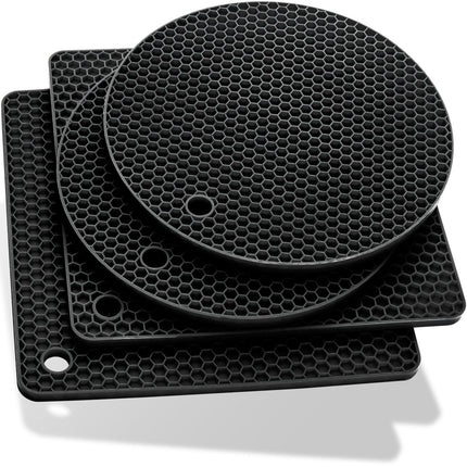 Untersetzer aus Silikon Topfuntersetzer Pfannenuntersetzer Topflappen rund & eckig Schwarz - 4er Set (Topfuntersetzer) kaufen bei Linkreich – Jetzt entdecken!