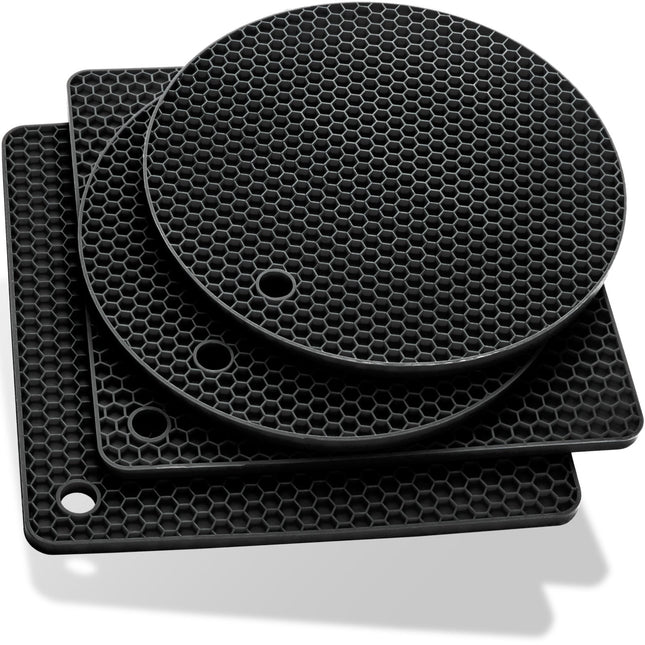 Untersetzer aus Silikon Topfuntersetzer Pfannenuntersetzer Topflappen rund & eckig Schwarz - 4er Set (Topfuntersetzer) kaufen bei Linkreich – Jetzt entdecken!