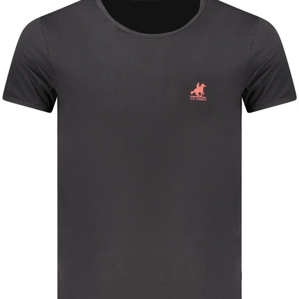 US GRAND Herren-T-Shirt, schwarz, kurzärmelig