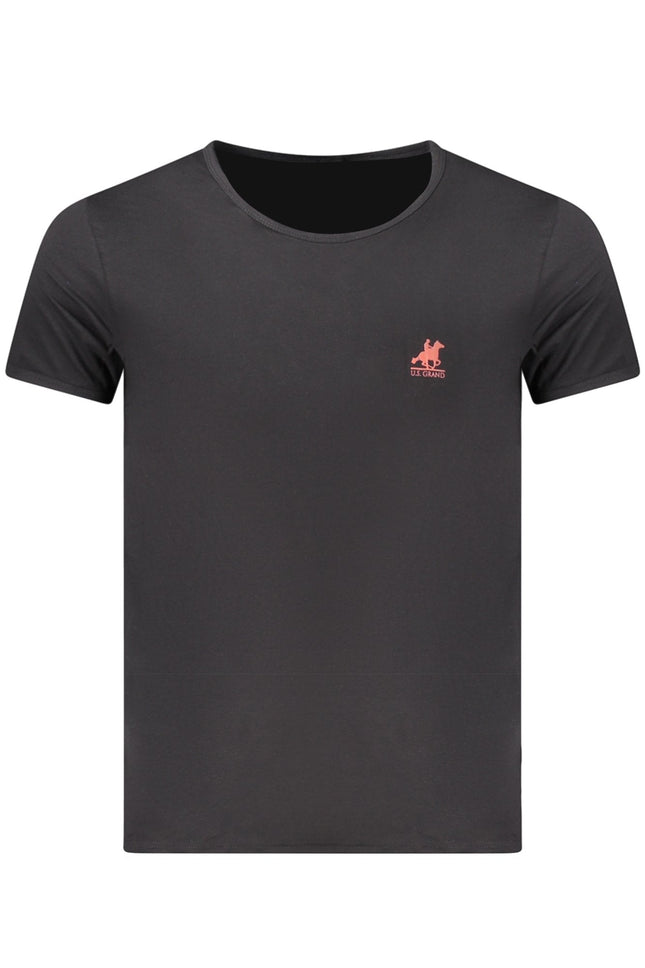 US GRAND Herren-T-Shirt, schwarz, kurzärmelig