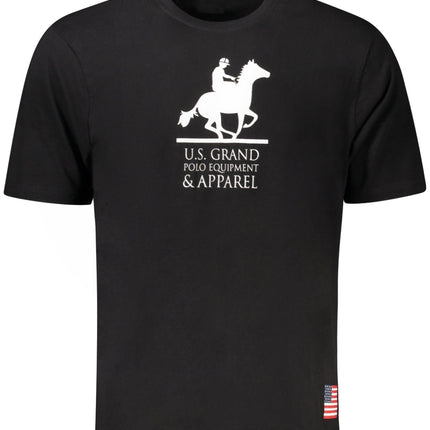 US GRAND Herren-T-Shirt, schwarz, kurzärmelig