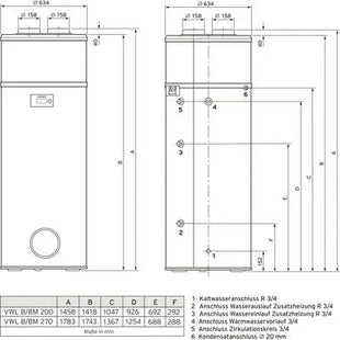 Vaillant aroSTOR VWL BM 270/5 – Warmwasser-Wärmepumpe mit 265-l-Speicher und Zusatz-Wärmetauscher - Linkreich