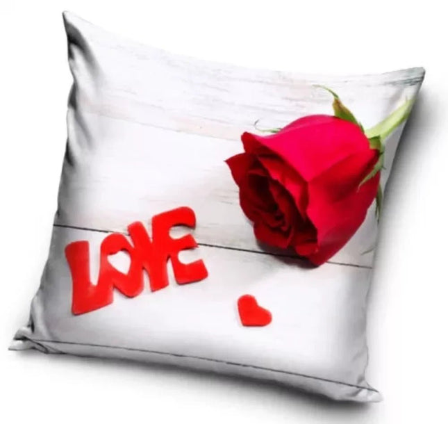 SEO. Valentinstag Kissenbezug: Rose Herz Love - 40cm x 40cm - Linkreich