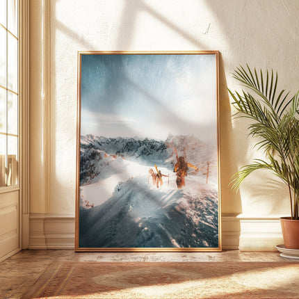 Vallée Blanche Skiing Prints Set of 3 - French Alps Mountain Wall Art