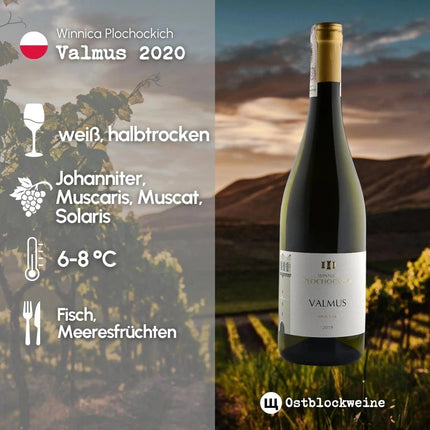SEO. Valmus 2020 - Weißwein halbtrocken aus Polen - Winnica Plochockich - Linkreich