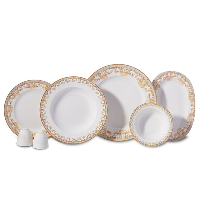 Vanessa Collection Dinner Set – 55 - teilig, Porzellan mit Golddekor (Geschirrset) kaufen bei Linkreich – Jetzt entdecken!