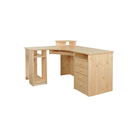SEO. Vanessa Eck - Schreibtisch XL | Tastaturauszug | PC - Halterung | 100% Bio Kiefer Massivholz - Natur Linkreich