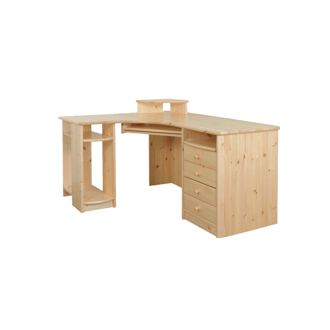 SEO. Vanessa Eck - Schreibtisch XL | Tastaturauszug | PC - Halterung | 100% Bio Kiefer Massivholz - Natur Linkreich