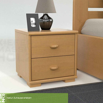 SEO. Vanessa Kiefer Nachttisch 100% Bio Kiefer mit 2 Schubladen – Massivholz Nachtschrank - Capuccino Linkreich